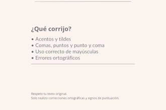 corrijo tu ortografia y signos de puntuación en español