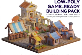 create low poly game ready 3d building assets