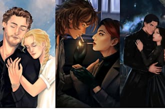 draw semi realistic couple nsfw art romance book couple art dark character art