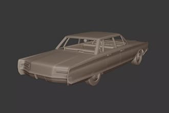 sculpt3d multi part printable car,separated parts stl,antique vehicle,body frame