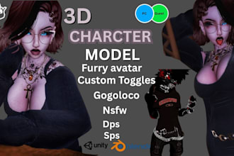 custom vrchat furry avatar with facial tracking pc quest sfw vrm 3d model