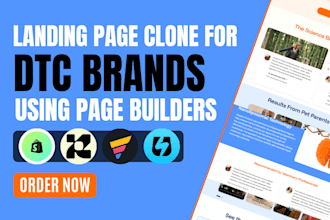 clone shopify landing page design using replo or gempages for dtc shopify brands