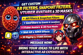 ar filter snapchat filter geo filter 3d mask vtbuer avatar web ar 3d rigging