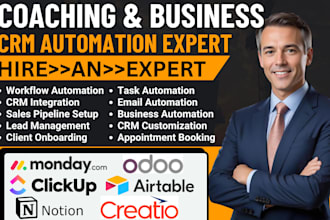 setup clickup airtable notion monday crm odoo creatio coaching task automation