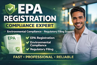 handle epa registration, compliance and environmental regulatory filing