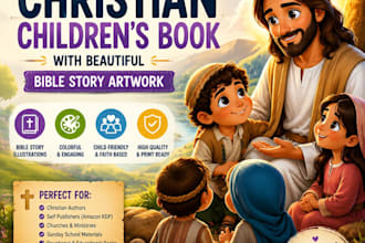 illustrate christian childrens book with beautiful bible story illustration