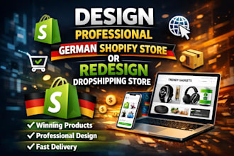 design professional german shopify store  or redesign shopify dropshipping store