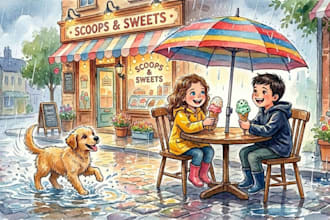 create hand drawn watercolor book illustration hand drawn watercolor story