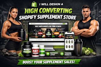 design supplement shopify store for  fitness and wellness product supplement web