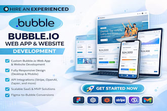 develop bubble io website, bubble mvp, bubble app,adalo bubble web app saas mvp