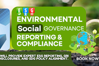 provide expert esg reporting, gri disclosures, sdg compliance policy alignment