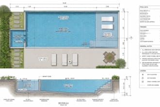 design luxury infinity pool, swimming pool plans and construction drawing