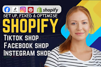 setup facebook shop, instagram shop, tiktok shop,  integrate with shopify store