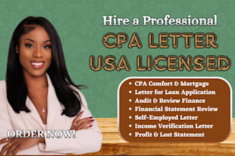 draft professional CPA letter for mortgage or self employed income