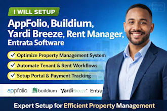 setup appfolio, buildium yardi breeze rent manager entrata doorloop software