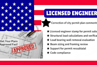 correct and stamp city permit plan wall removal as licensed structural engineer