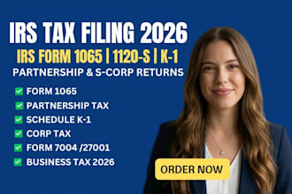 prepare irs form 1065 form 1120s and schedule k1 for your business