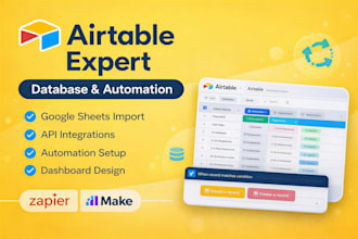 setup airtable database, automation workflow and softr client portal