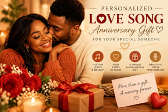 write personalized love song, anniversary gift  songwriting for special occasion