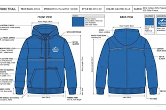 develop accurate fashion tech packs, size charts, and garment construction guide