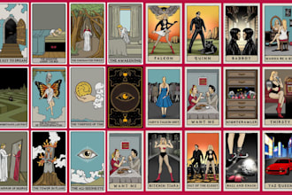 draw custom tarot deck tarot artwork oracle card illustration tarot back design