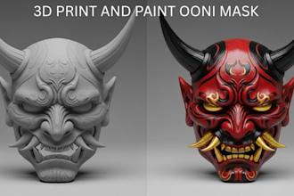 3d print and paint a custom oni cosplay mask from stl file and ship cosplay