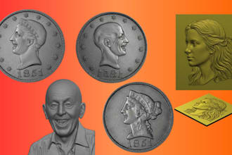 sculpt 3d bas relief, 3d coin model, pendant, jewelry, cnc model for 3d printing