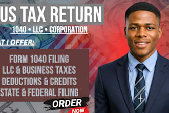 prepare and file US tax return for individuals, llcs and corporations