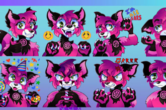 make furry telegram stickers, furry sticker pack, fursona emote, discord sticker