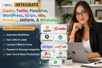 integrate zapier twilio pipedrive wordpress stripe n8n monday jotform whatsapp