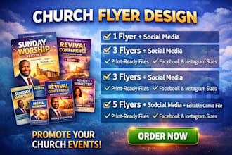 design creative church flyer for gospel concert  and church programs