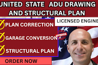 usa adu drawing,structural permit,garage conversion,plan correction,usa stamp