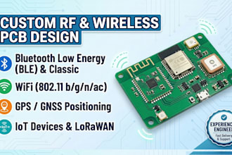 design custom rf and wireless pcb for bluetooth, wifi, gps and iot devices