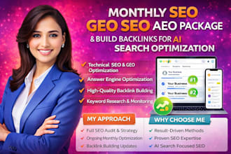 do monthly website seo geo aeo build backlink for ai search ranking optimization