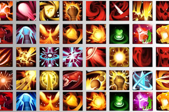 design hand drawn rpg icon, weapon icon, ability icon, game UI