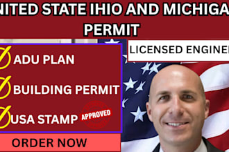 usa michigan and ihio permit,building permit,mep permit,adu plan, usa stamp
