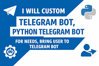 custom telegram bot, python telegram bot  for needs, bring user to telegram bot