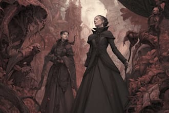 create dark fantasy horror character art illustration for