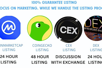 fast track token listing coin listing on cmc coingecko dex and cex exchange