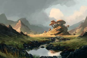 make a landscape digital painting
