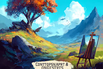 paint professional landscape concept art in painterly style