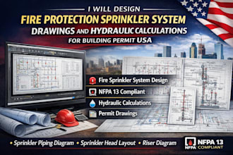 design fire protection sprinkler system drawings and hydraulic calculation USA