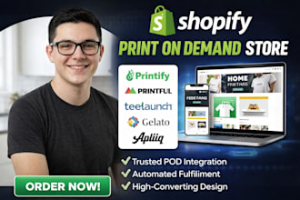 set up a shopify print on demand store with printify, gelato, and apliiq