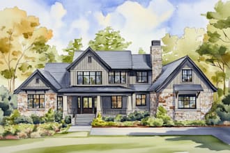 draw a watercolor house painting