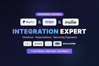 integrate stripe paypal or mollie payment gateway on your website