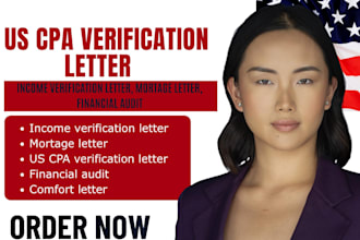write US cpa verification letter financial statement, mortgage comfort letter