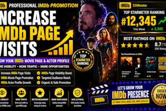 increase imdb page visit imdb promotion grow imdb movie page, imdb actor profile