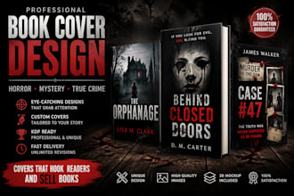 design horror mystery thriller and true crime book cover for KDP