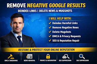 remove negative google results, links, news articles, and mugshots