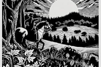create a high quality illustration in linocut style
